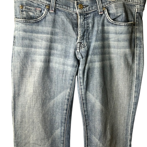7 for all man kind bootcut jeans blue denim Vintage Y2K Size 32 Stretc Low Rise - Picture 5 of 11